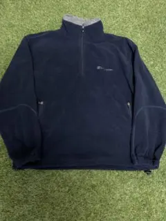【美品】Champion ハーフジップ ドローコード付き 刺繍入り ネイビー