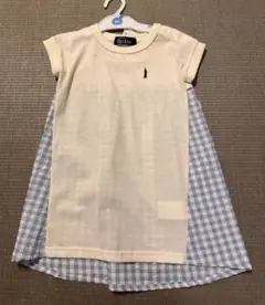 新品タグ付き♡EAST BOY 90cm ゆったりワンピース アイボリー/水色のサムネイル