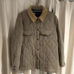 【ZARA】ザラ チェック柄 キルティング ジャケット コーデュロイ襟 ブラウン