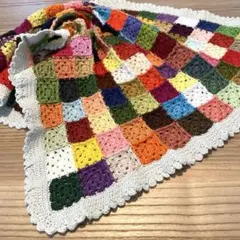 グラニースクエア マルチカバー 手編み crochet 目隠しカバー ラグ