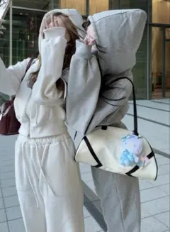 GRL ジップパーカー×キャミ×ワイドパンツ裏起毛セットアップ[pm229]