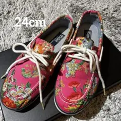 【美品】ポロラルフローレン デッキシューズ 花柄 ピンク 24cm