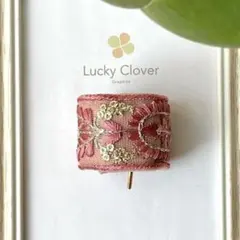 ≠紅色≠インド刺繍リボンワイヤー入りポニーフック