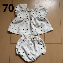 【美品】Cottoli ハート柄セットアップ 70 半袖