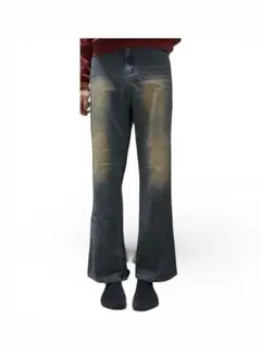 即日発送 デニムパンツ フレア ブーツカット 色落ち強 フェード加工 古着