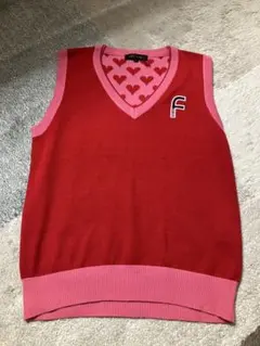 FICCE GOLF ニットベスト ハート柄 レッド ピンク Lのサムネイル
