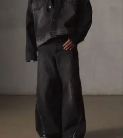 GRANCY ジップデザインバギーデニムパンツ　Mサイズ