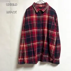 UNIQLO ユニクロチェック柄シャツ M サイズ レッド×ネイビーネルシャツ
