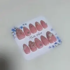 【ネイルチップ】春ネイル ピンクネイル お花ネイル リボンネイル