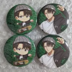 進撃の巨人 あみあみ リヴァイ 缶バッジ4つ スケーターver