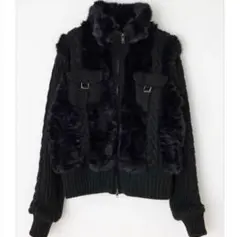 ★最安値★LAGUAGEM CABLE KNIT FAUX FUR ブルゾン