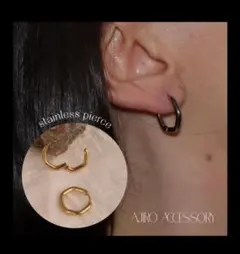AJIRO　ゴールドピアス(両耳用)　フープピアス