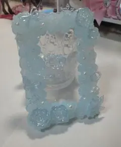 ホイップデコ　トレカケース　ハンドメイド　クリア　ブルー　青