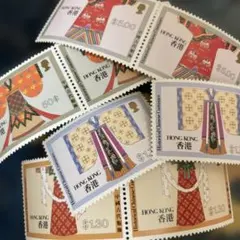 香港 1987年切手 【未使用】中国古代服飾シリーズ　8枚