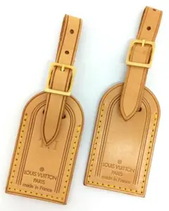 路易威登 姓名吊牌 淺棕色x2個 瑕疵品 中古品 (47046)