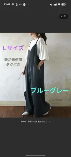 Ｌサイズ　and it_ セルフカットプリーツワイドサロペット