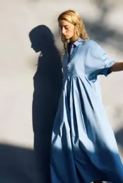 新品☆ZARA ザラ ロングワンピース blue.