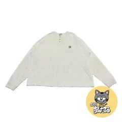 カーハート 古着 ロンT ヘンリーネック ライトグレー XXL