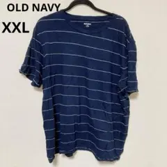 OLD NAVY 海外古着✨ ネイビー/ホワイトストライプ Tシャツ【XXL】