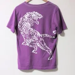 オニツカタイガー バックプリント 虎 Tシャツ M パープル 紫 アシックスのサムネイル