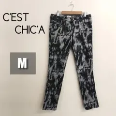 【美品】C'EST CHIC'A スキニーデニム マーブル 38 M レディース