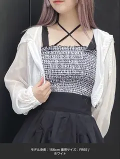 シアーZIPパーカー ホワイト abc une face