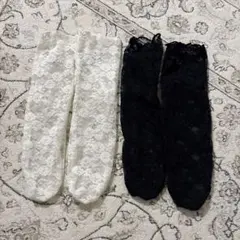 レースソックス ホワイト ブラック セット