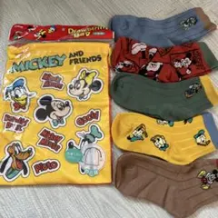 ディズニー　ミッキー　ドナルド 靴下　5足セット　巾着おまけ付き　即日発送