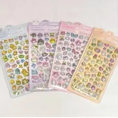 4枚セット⭕️ぷくぷく シール 立体 3D ボンボン ドロップ ぷっくり シール帳