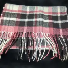 【未使用】チェック柄フリンジマフラー