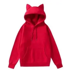 猫耳付き フードパーカー レッドのサムネイル