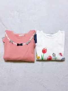 ピンク フリル付き 長袖カットソー 100cm
