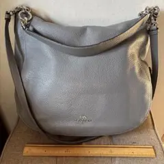 COACH グレー レザー ショルダーバッグ