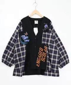 スカラー ScoLar 161671：レトロ柄チェック切替カーディガンのサムネイル