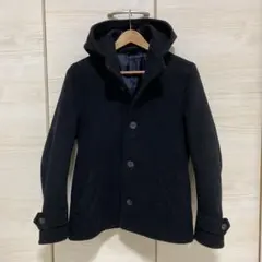 HAREハレのショート丈フード付きPコート黒M