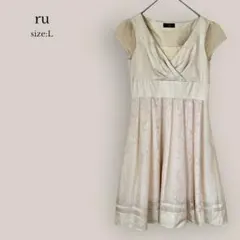 アールユーru ドレス　フレアワンピース　膝丈　半袖　レース　お呼ばれ　結婚式