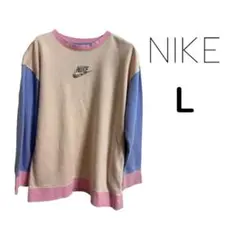 NIKE トレーナー Lサイズ ベージュ/ピンク/ブルー