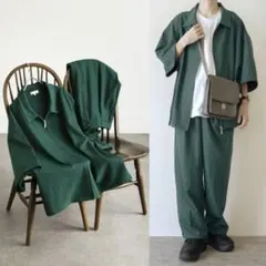 Nilway オーバーサイズ 半袖ジップシャツ&ワイドパンツ セットアップ