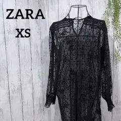 ザラ チュニックワンピース XS ドット 刺繍 レース ブラック