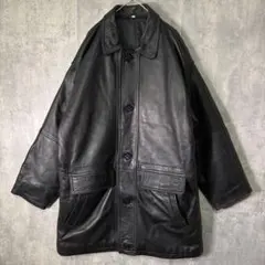 羊革 ラムレザー カーコート 黒 肩パッドなし 本革 XL