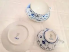 ロイヤルコペンハーゲン　ブルーフルーテッド ハーフレース カップ＆ソーサー２客