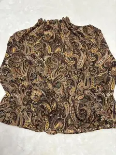 FENNELファンネルペイズリー柄 長袖ブラウス ブラウン系Mサイズ