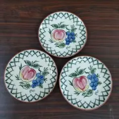 新品未使用　フルーツデザイン陶器皿3枚セット　小皿　皿
