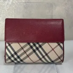 BURBERRY バーバリー ノバチェック 三つ折り財布 レッド ベージュ