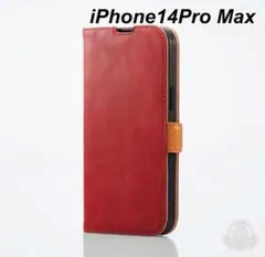 iPhone 14 Pro Max ソフトレザー スマホ 手帳型 ケース レッド