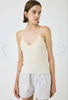 未使用⭐︎moussy LACE TRIM RIB レースキャミソール ホワイト