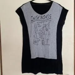 インゲボルグ★ロゴ入りロングTシャツ★黒グレー