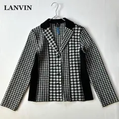 LANVIN 千鳥格子 ツイードジャケット ダブル ウール 40 ブラックのサムネイル