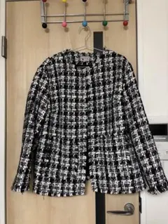 H&M ノーカラージャケット M ブラック・ホワイトのサムネイル