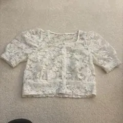 NOMAE■レースボレロ／花柄・白・M／USED